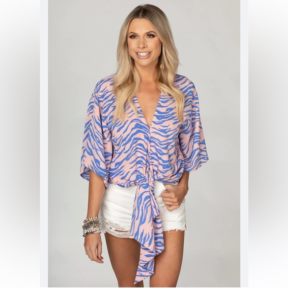 Buddy Love Orange Snakeskin Tie Top| Orange Top | Snakeskin Top - Picture 4 of 5